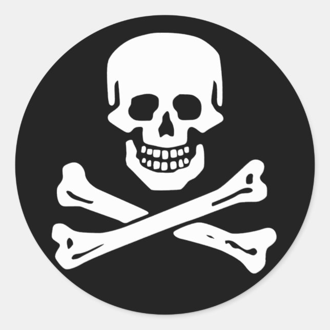 Rond Sticker Casquette d'étendue, Jolly roger - Style 6 (Devant)