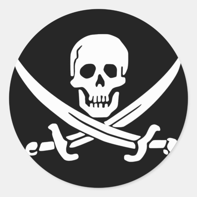Rond Sticker Casquette d'étendue, Jolly roger - Style 7 (Devant)