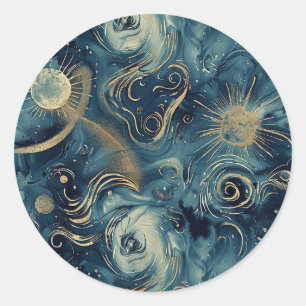 Rond Sticker Céleste Personnalisé Inspiré De La Nuit ét