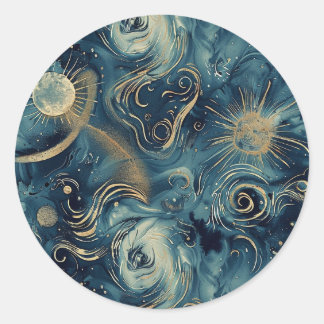 Rond Sticker Céleste Personnalisé Inspiré De La Nuit ét