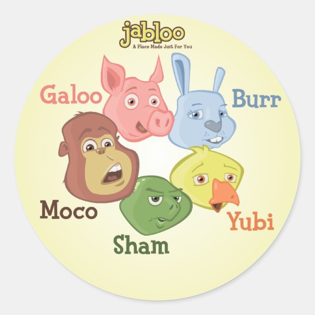 Rond Sticker Cercle Jabloo sur Arrière - plan jaune (Devant)