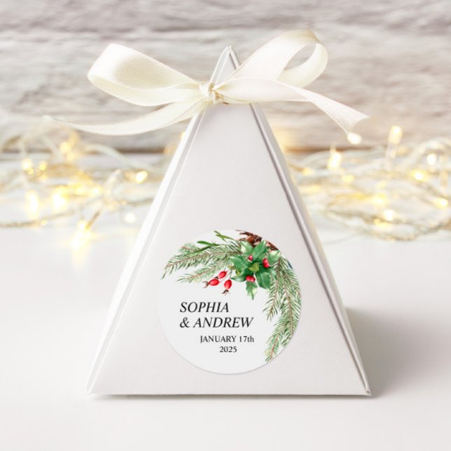 Rond Sticker Cercle Mariage aux baies rouges de Noël (Créateur téléchargé)