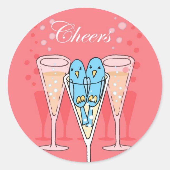 Rond Sticker Champagne Birds (Devant)