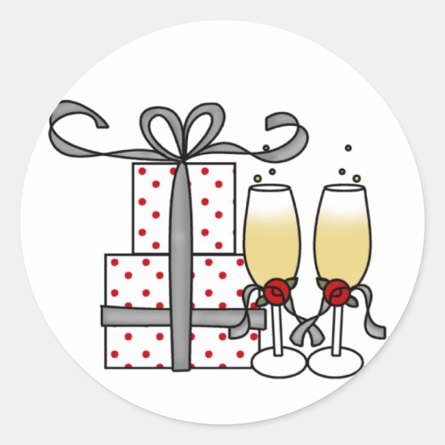 Rond Sticker Champagne et Cadeaux (Devant)