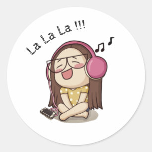 Rond Sticker chantant fille mignonne