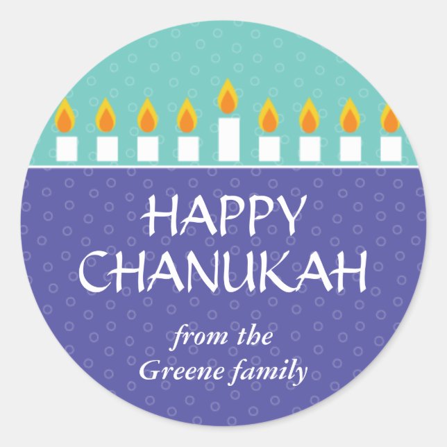 Rond Sticker Chanukah Menorah (Devant)
