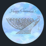 Rond Sticker Chanukah Personnalisable, Petit<br><div class="desc">Comme pour l'un de mes modèles de cartes de voeux,  utilisez ces autocollants sur les enveloppes,  les paquets et tout ce sur quoi vous voulez utiliser les autocollants. Ajoutez une note festive à vos cadeaux,  cartes,  lettres,  etc.</div>