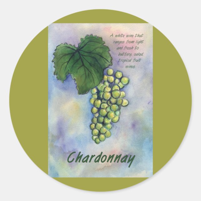 Rond Sticker Chardonnay Wine Raisins & Description (Devant)