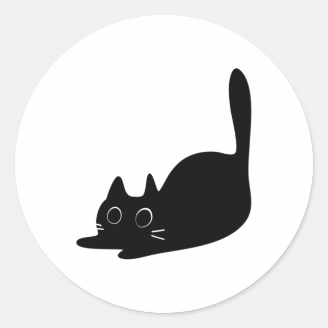 Rond Sticker chaton noir mignon (Devant)