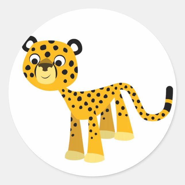 Rond Sticker Cheetah Cartoon Joli (Devant)
