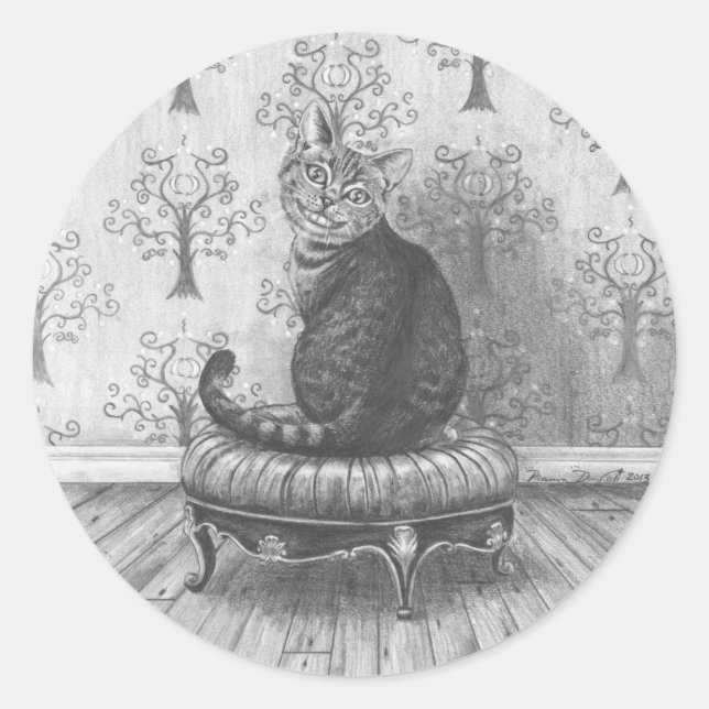 Rond Sticker Cheshire Cat Alice au Pays des merveilles (Devant)