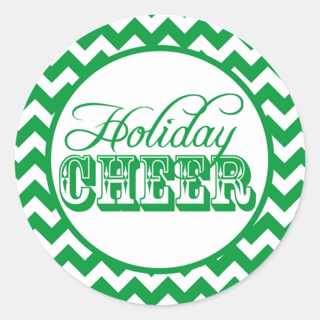 Rond Sticker Chevron Green Holiday (Devant)