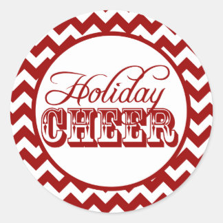 Rond Sticker Chevron Holiday Red