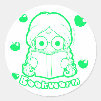 Rond Sticker Chibi Bookworm