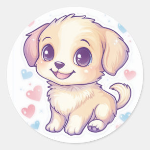 Rond Sticker Chien Chien Chien Brown