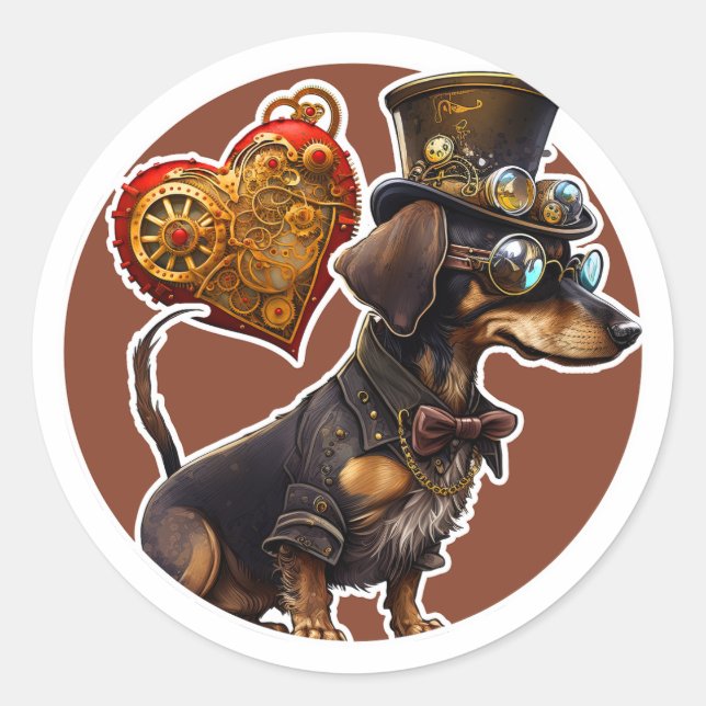 Rond Sticker Chien Dachshund (Devant)