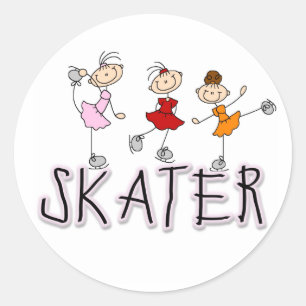 Rond Sticker Chiffres de fille de patinage