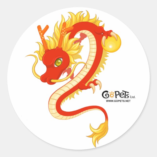 Rond Sticker chinois pour dragon du Nouvel An (Devant)