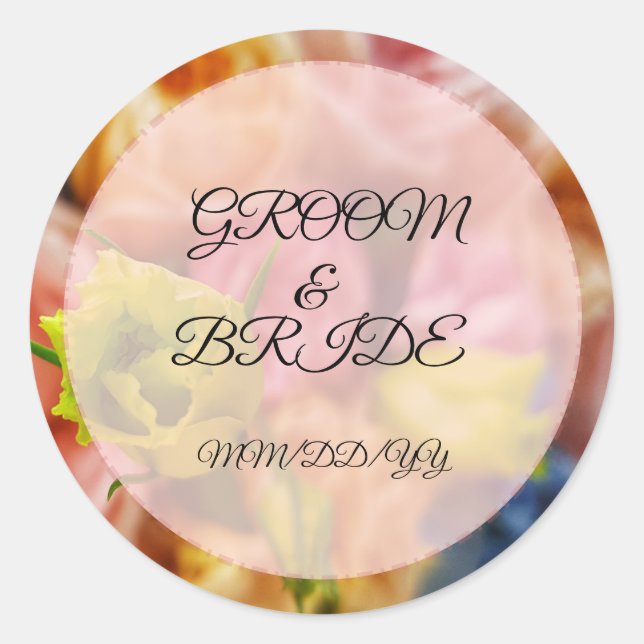 Rond Sticker chose mariage . marié & Mariée Texte (Devant)