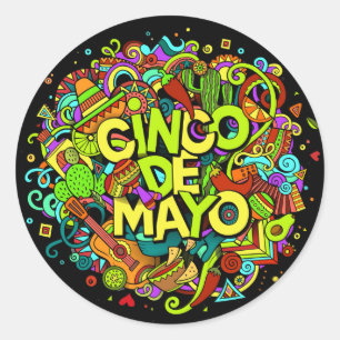 Rond Sticker Cinco de Mayo