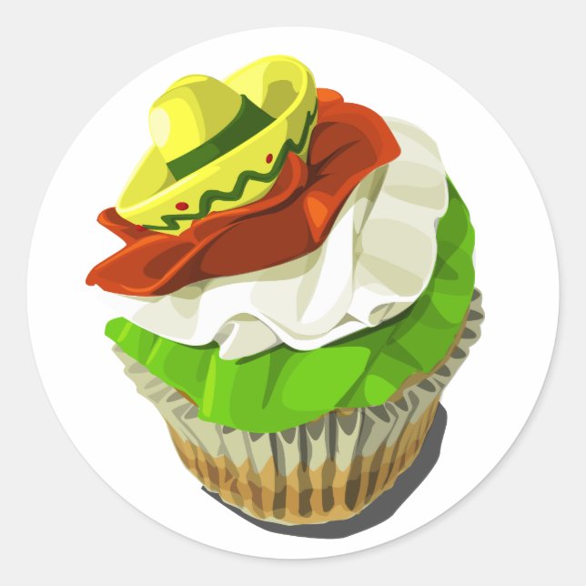 Rond sticker Cinco de Mayo cupcake (Devant)