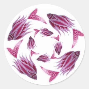 Rond Sticker circulaire de poisson rose