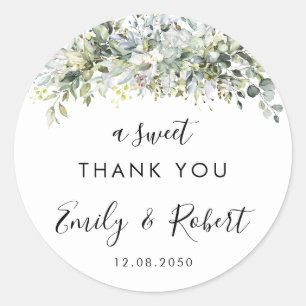 Rond Sticker circulaire Mariage floral Eucalyptus