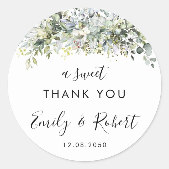 Rond Sticker circulaire Mariage floral Eucalyptus (Devant)