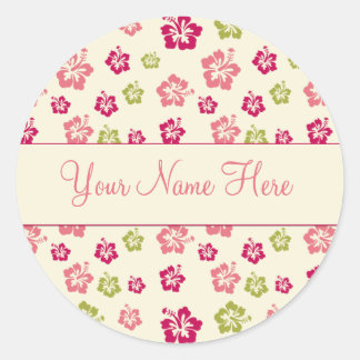 Rond Sticker circulaire Motif Hibiscus personnalisé
