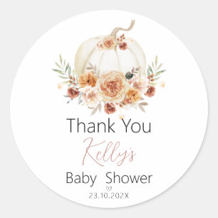 Rond Sticker Citrouille Baby shower automne