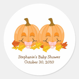 Rond Sticker Citrouille Baby shower Pacifique rose Favo