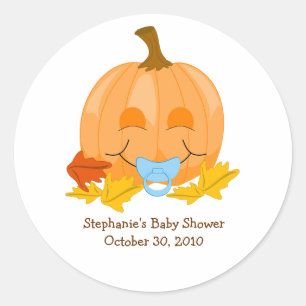 Rond Sticker Citrouille de Baby shower de Pacifier mign