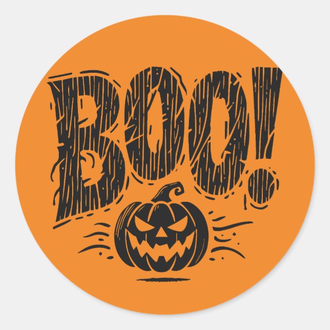 Rond Sticker Citrouille de Boo Bold Halloween (Devant)
