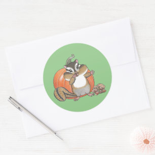 Rond Sticker Citrouille de Chipmunk mignon