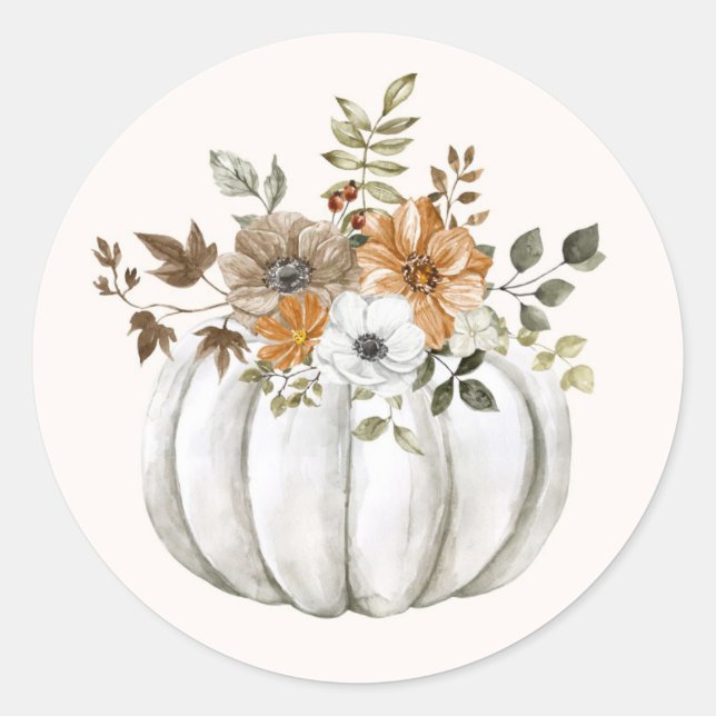 Rond Sticker Citrouille floral (Devant)