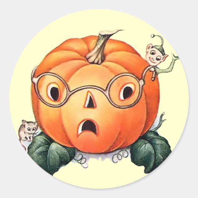 Rond Sticker Citrouille Halloween vintage (Devant)