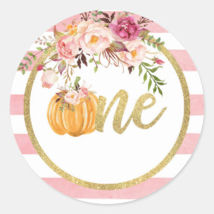 Rond Sticker citrouille Premier Anniversaire - Flore