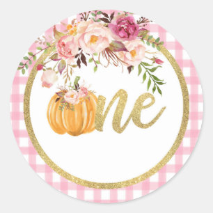 Rond Sticker citrouille Premier Anniversaire - Plaid Fl