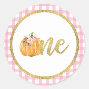 Rond Sticker citrouille Premier Anniversaire - Plaid Ro