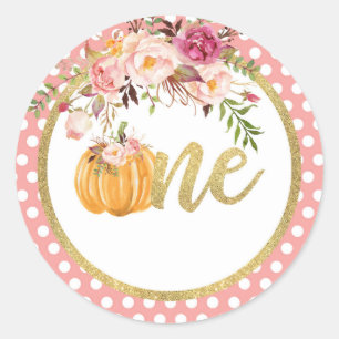 Rond Sticker citrouille Premier Anniversaire - Points F