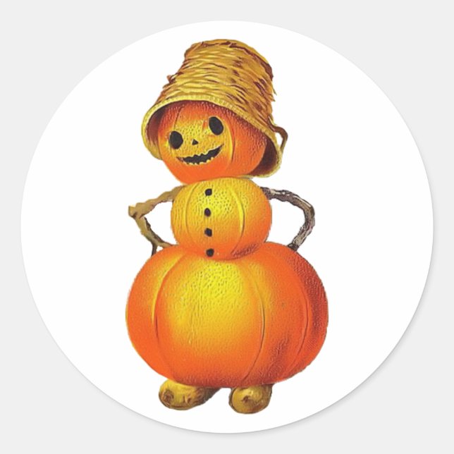 Rond Sticker Citrouille vintage Jolly (Devant)
