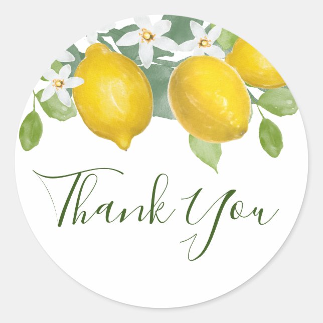 Rond Sticker Citrus Lemon à thème Merci Favoriser (Devant)