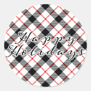 Rond Sticker Classic Plaid Christmas Happy Holidays