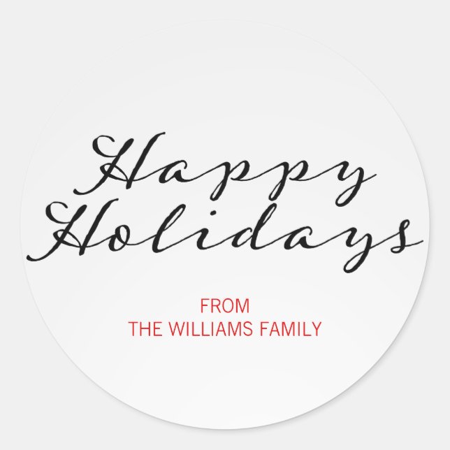 Rond Sticker Classic Plaid Christmas Happy Holidays (Devant)