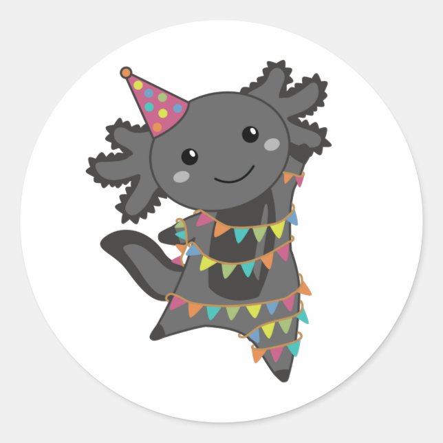 Rond Sticker Classic Round Axolotl Garland (Devant)