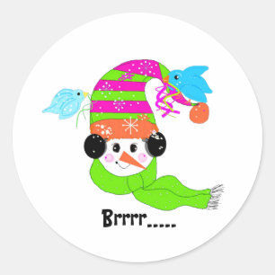 Rond Sticker Classic Round Snowman