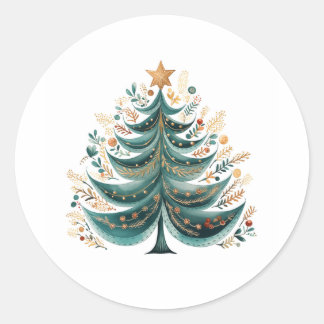 Rond Sticker classique Arbre de Noël