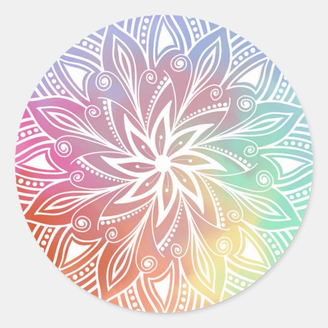 Rond Sticker classique Arc-en-ciel Pastel (Devant)