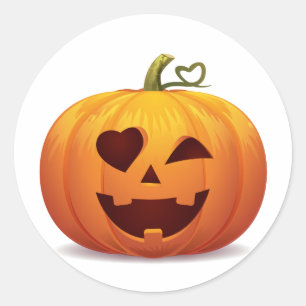 Rond Sticker classique Citrouille d'Halloween jack-o-la