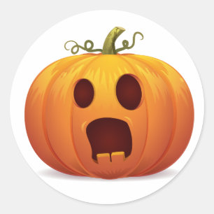 Rond Sticker classique Citrouille d'Halloween jack-o-la